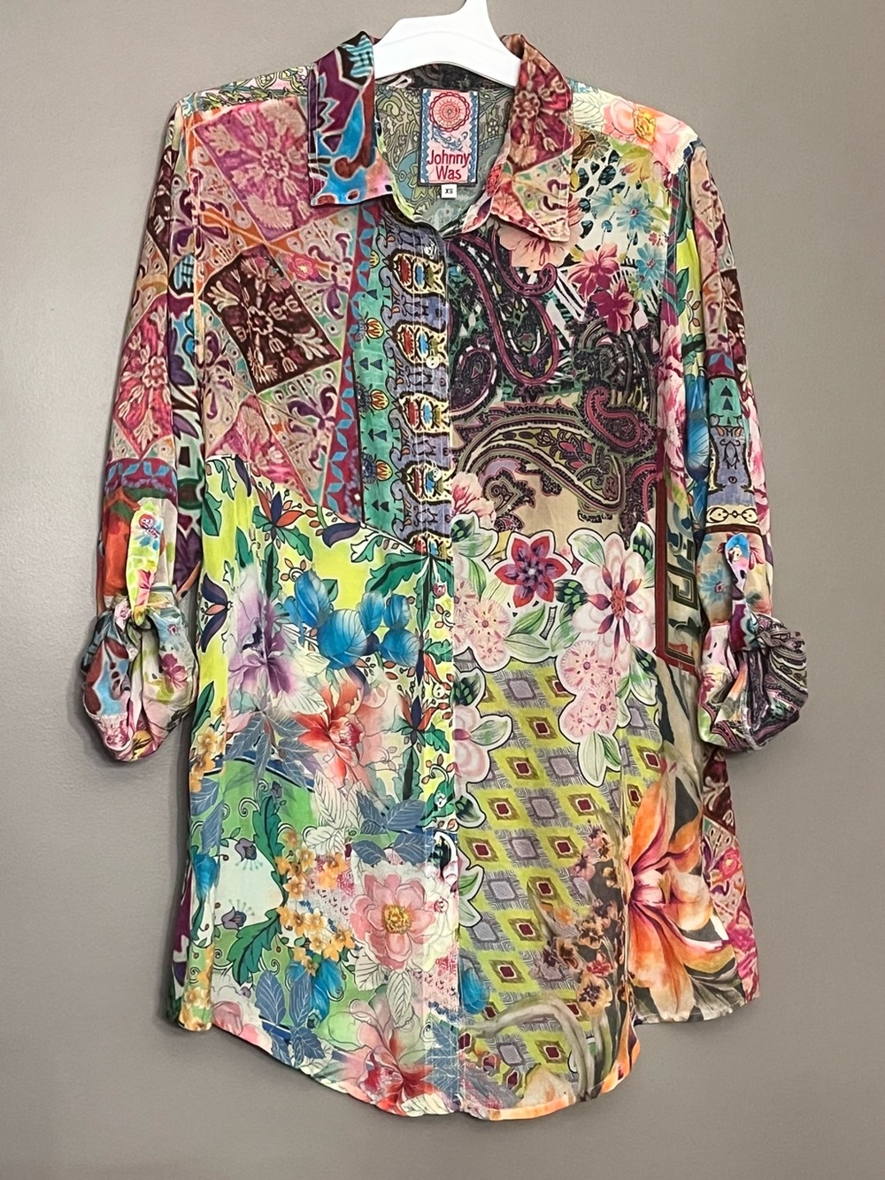 Johnny Was Multicolor Floral Button-Up Shirt